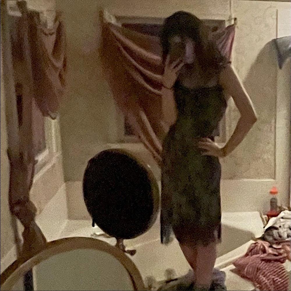 Green with black lace knee high slip dress - Picture 8 of 8